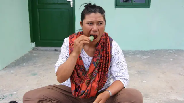 Seorang pengungsi Gunung Sinabung