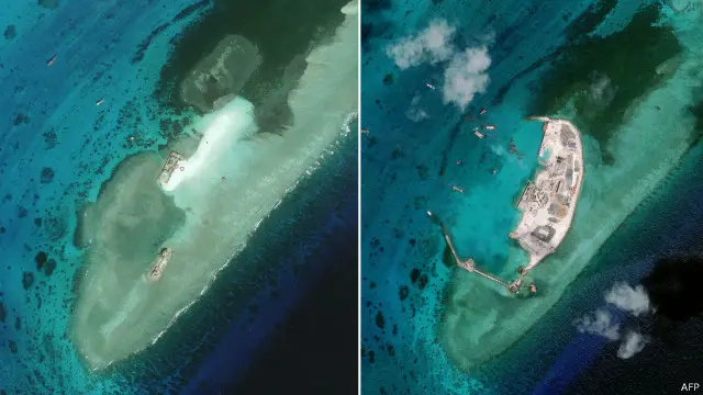 امریکی بحریہ کے مطابق چین نے جنوبی چینی سمندر میں چار مربع کلومیٹر کی مصنوعی زمین تیار کر لی ہے