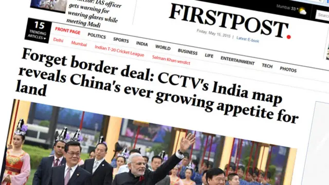 印度第一报网Firstpost.com评论央视使用的印度地图