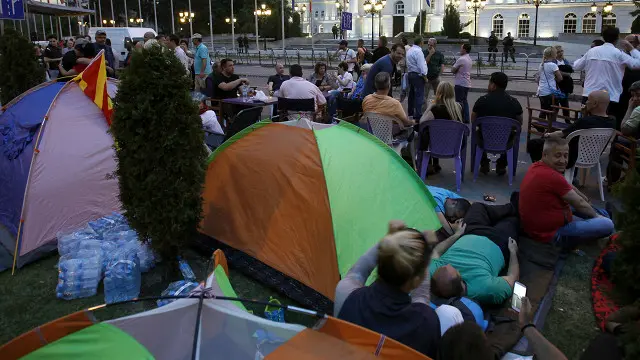 Протестный лагерь в Скопье