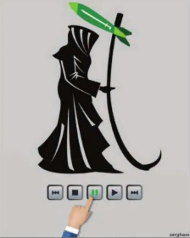 آتش بس در یمن - کارتون امیرحسین ضرغام، فرهیختگان