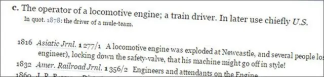 ریل گاڑی چلانے والے کے لیے ڈکشنری میں ڈرائیور کے علاوہ انجینیئر کا بھی ذکر ہے