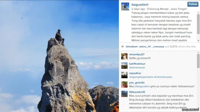 "Ketika itu dia tidak selfie, hanya bawa botol minum."