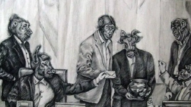 رسمت صورة فرقداني أعضاء البرلمان على شكل حيوانات