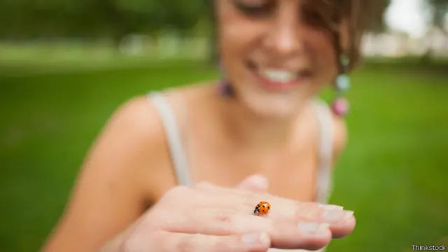 Божья коровка ползет по руке