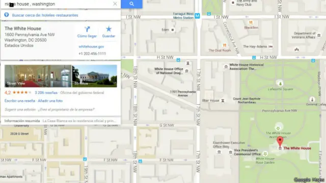 Hasta este jueves, si se pone en Google Maps "la casa del negro" en inglés, la búsqueda conduce a la Casa Blanca.