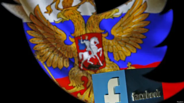 俄國國會和推特與臉書標誌