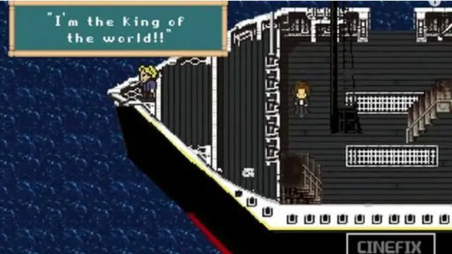 La famosa escena de Leonardo Di Caprio en la proa de 'Titanic' también fue representada.