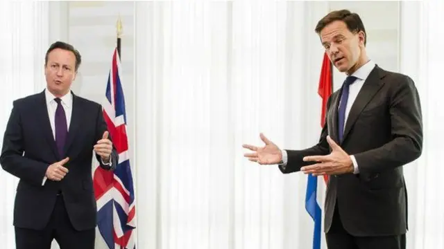 英国首相卡梅伦与丹麦首相马克·吕特