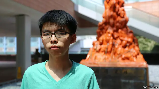 香港学生团体“学民思潮”召集人黄之锋（BBC中文网照片，29/05/2015)