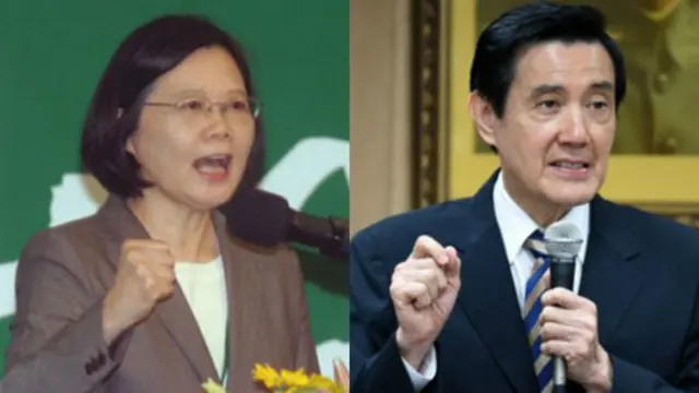 台湾民进党主席蔡英文（左）和台湾总统马英九