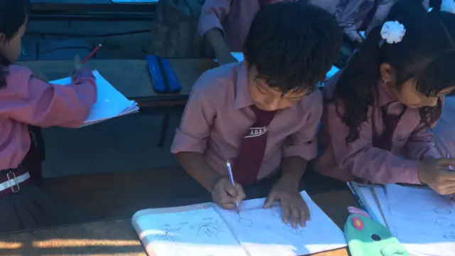 زياتره ښوونځي په لنډمهالې توګه له لرګيو، ترپال او بمبو جوړ شوي دي. په صنفونو کې ماشومان په سرګرميو بوخت دي چې د دوی سره له دې ناورين څخه د وتلو مرسته وکړي