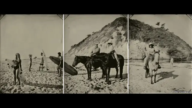 Las fotografías fueron tomadas en las costas este y oeste de Estados Unidos, en Byron Bay en Australia y en Cornualles, Inglaterra. Esta es la playa Hendry, en Santa Bárbara, California, en 2014.