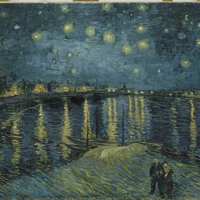 شب پرستاره بر فراز رن. ونگوگ ۱۸۸۸
Vincent van Gogh, Starry Night Over The Rhone, ۱۸۸۸
Van Gogh Museum, Amsterdam
(Vincent van Gogh Foundation)