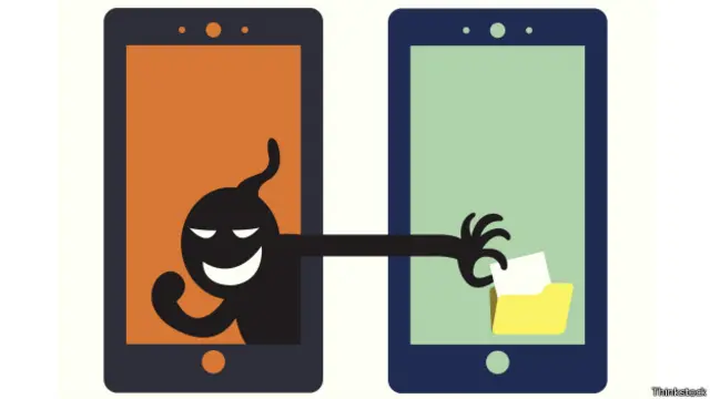 Ilustración del robo de datos personales de un celular