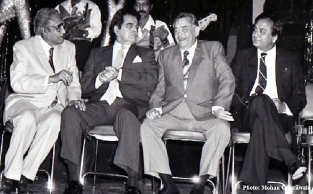 (बाएँ से दाएँ) अशोक कुमार, दिलीप कुमार, राज कपूर, सुनील दत्त.