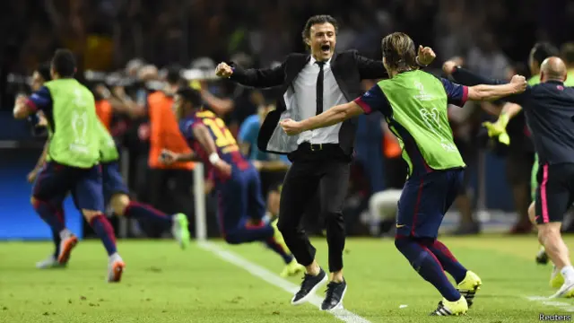 Луіс Енріке, тренер "Барси", радіє перемозі