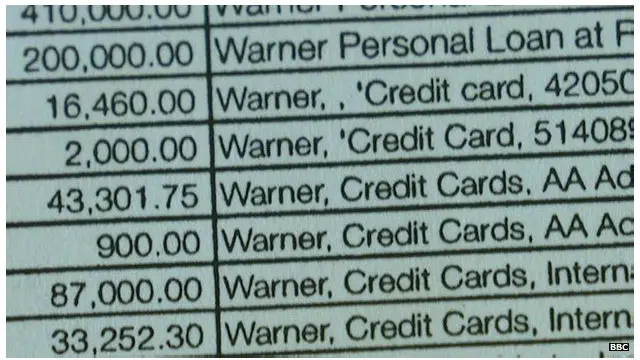 ان دستاویزات میں ان کے کریڈٹ کارڈ کی ادائیگی کی تفصیلات بھی ہیں