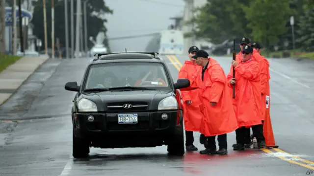 Puesto de control policial en Dannemora, Nueva York