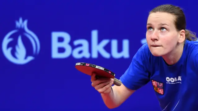 Çex tennisçi Bakı İdman Sarayında məşq edir (Foto: David Ramos/Getty).