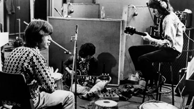 Мік Джаґґер та Кіт Річардс у студії, 1968 