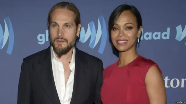 Oyuncu Zoe Saldana (sağda) ve eşi Marco.