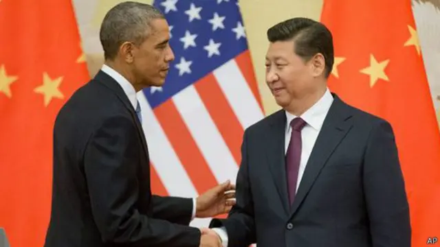 美联社图 奥巴马与习近平握手