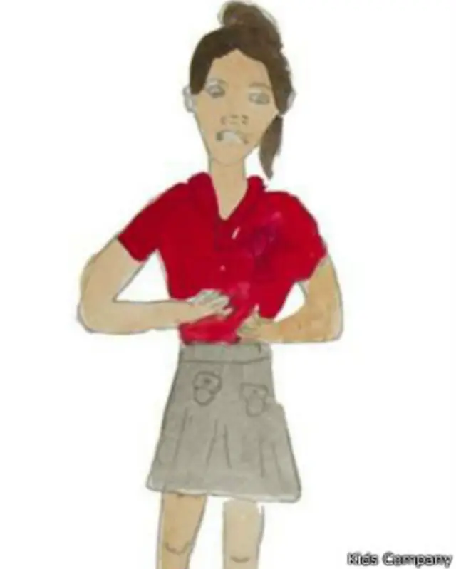 Dibujo de niña con hambre