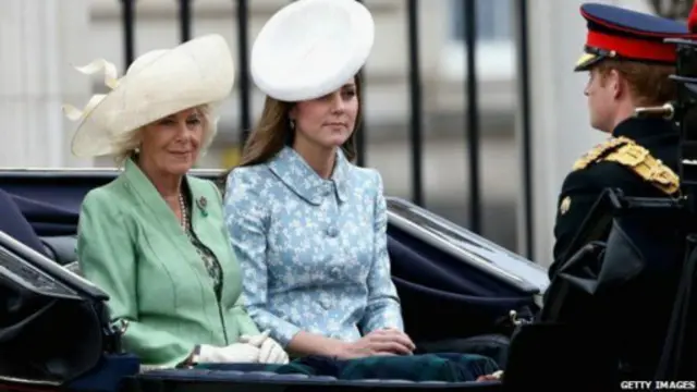 剑桥公爵夫人凯特(右)与康沃尔公爵夫人卡米拉