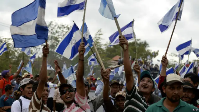 示威者高舉國旗