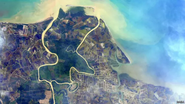 Kelly también encontró mucho verde, como el de estos campos del sureste asiático.