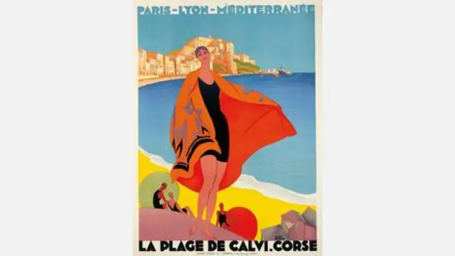 一張裏維埃拉風格的展覽海報,它展現了自20世紀20年代起法國裏維埃拉對海灘文化的影響。(圖片來源:Fashion Textile Museum)