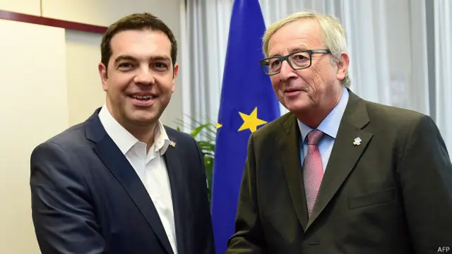 Премьер-министр Греции Алексис Ципрас и президент Еврокомиссии Жан-Клод Юнкер