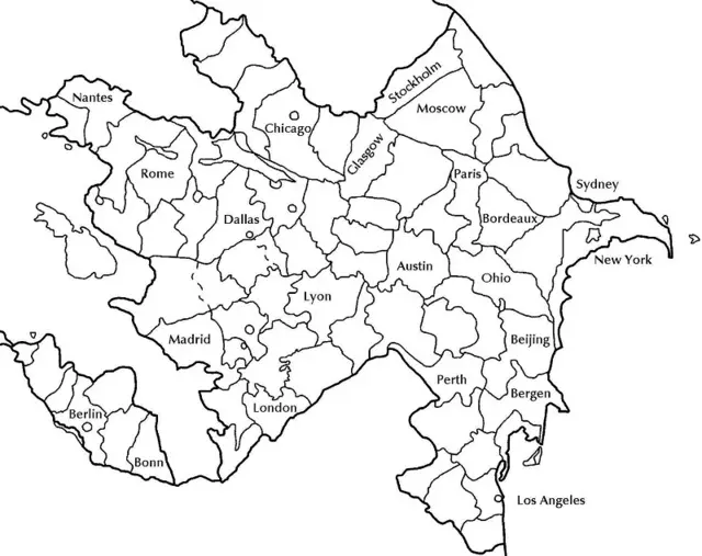 Sosial mediada dünyanın müxtəlif şəhərlərinin qeyd olunduğu Azərbaycan xəritəsi də paylaşılıb