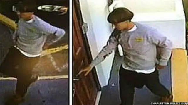 Estas son las imágenes divulgadas por la policía de Charleston del sospechoso del atentado. 