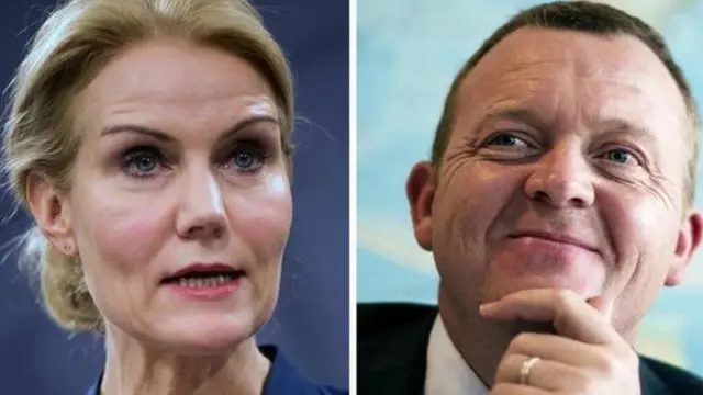 لارس لوگه راسموسن رهبر حزب ائتلاف راست میانه (راست)، هله تورینگ اشمیت رهبر مستعفی حزب سوسیال دموکرات (چپ)
