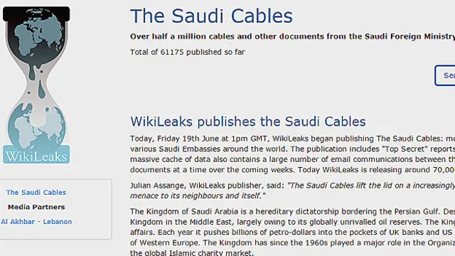 أشار الموقع في بيان أصدره أنه بصدد نشر أكثر من 500 ألف من وثائق الدبلوماسية السعودية على الانترنت.