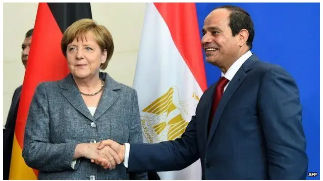 Presiden Mesir Abdel Fatah al-Sisi menemui Kanselir Jerman Angela Merkal di Jerman, awal bulan ini