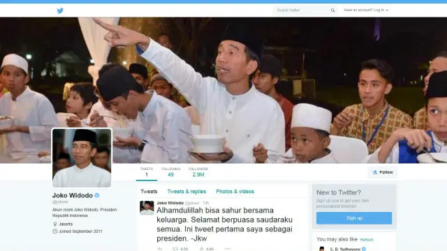 Jokowi menulis twit pertamanya saat sahur, bertepatan ulang tahun ke-54