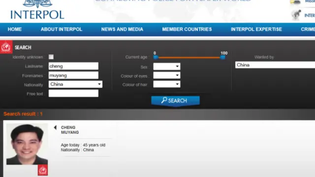 程慕阳在国际刑警组织红色通缉令名单上。