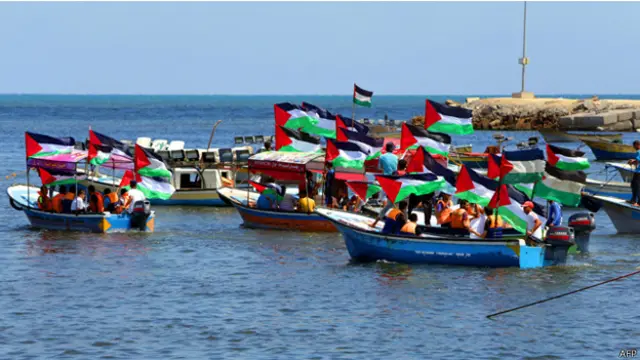 أعد للاسطول استقبال حافل في غزة