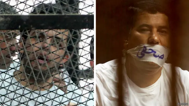 الحكومة المصرية تقول إن الصحفيين المسجونين يواجهون اتهامات جنائية.