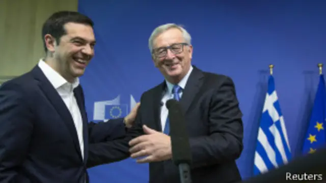 ဆွေးနွေးမှု မပျက်ပြားမီ လွန်ခဲ့တဲ့ တစ်ပတ်က ဂရိ ဝန်ကြီးချုပ် (ဝဲ)နဲ့ အီးယူ ဥက္ကဋ္ဌ။