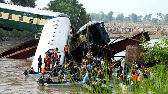 پاکستان کے صوبہ پنجاب کے شہر وزیرِ آباد کے قریب فوجیوں کو لے جانے والی خصوصی ٹرین کی چار بوگیاں نہر میں گرنے سے تین فوجی افسران سمیت کم از کم 12 افراد ہلاک ہوگئے۔
