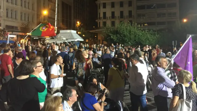 Avrupa'nın mali krizle boğuşan bir diğer ülkesi Portekiz'in bayrağı taşıyanlar da vardı