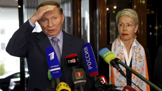 Леонід Кучма та Хайді Тельявіні на переговорах у Мінську