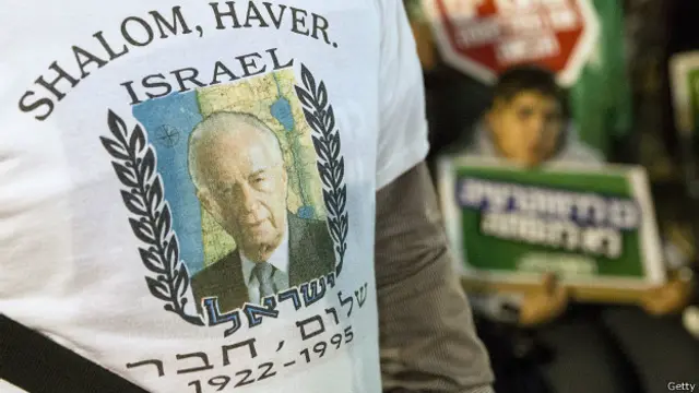 Лицо Ицхака Рабина на футболке активиста