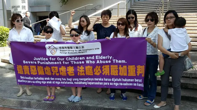 AKsi sejumlah majikan Hong Hong memprotes kekerasan terhadap anak-anak mereka.