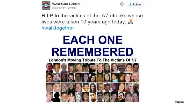 حساب إحدى محطات مترو الأنفاق نشر صورة لضحايا التفجيرات "تخليدا لذكراهم".