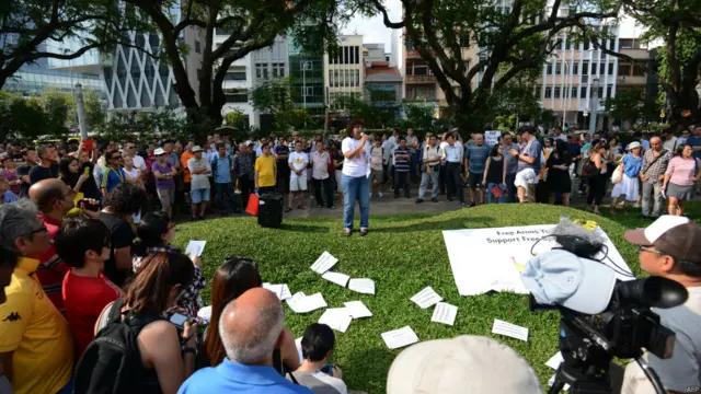 新加坡群众在芳林公园出席声援余澎杉的集会（5/7/2015）